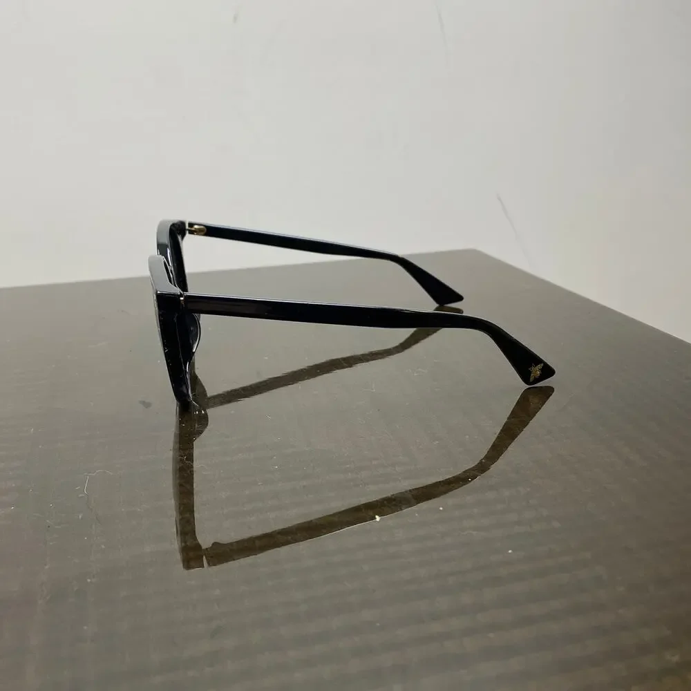 Gucci GG0091SA 001 Full Rim Round Black Sunglasses